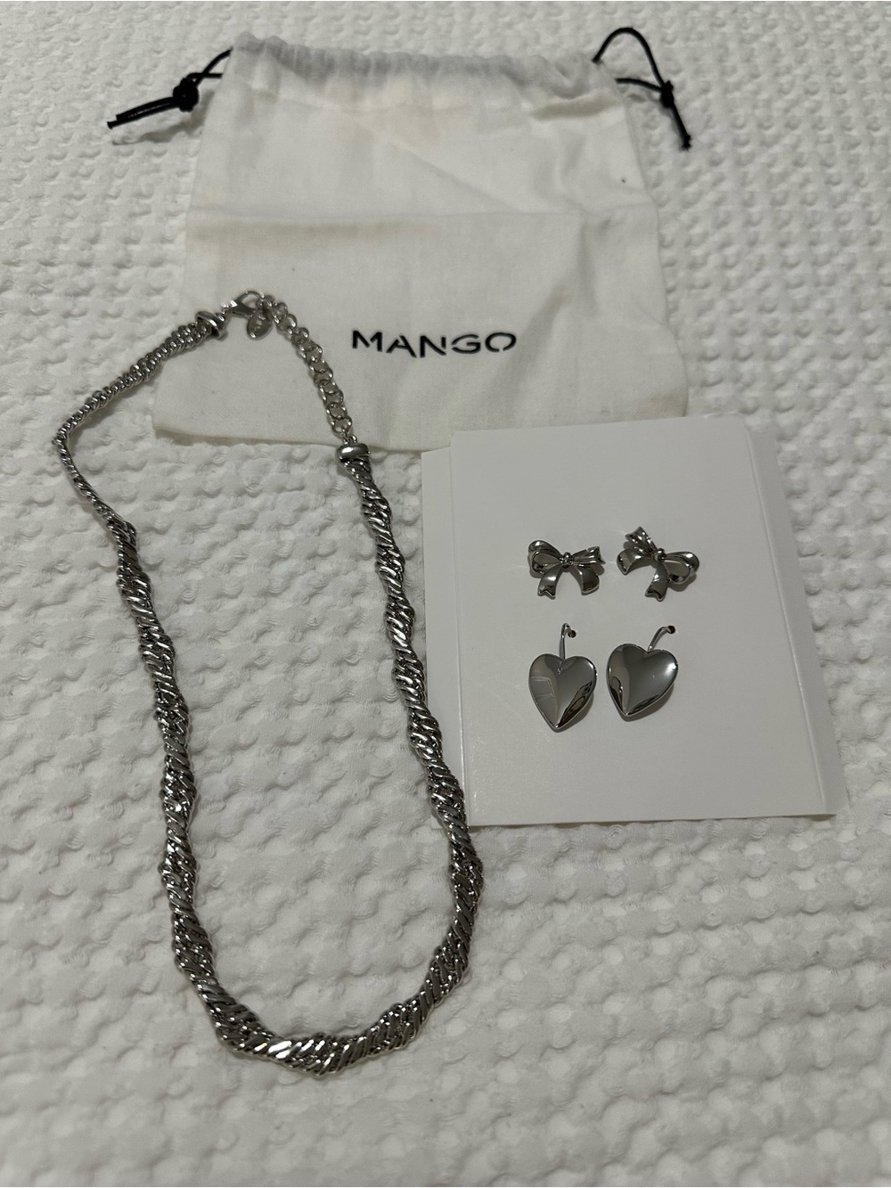 Mango Silver-Tone Necklace and Earrings Set